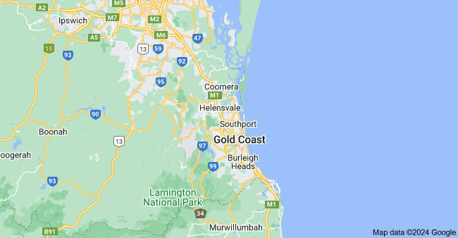 map of Gold Coast service area