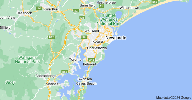 map of Newcastle service area