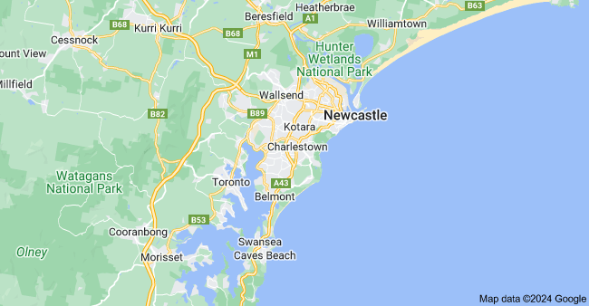 map of Car Inspection Newcastle service area