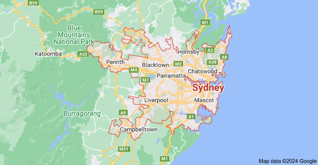 map of Sydney service area