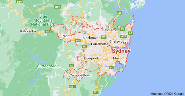 map of Car Inspection Sydney service area