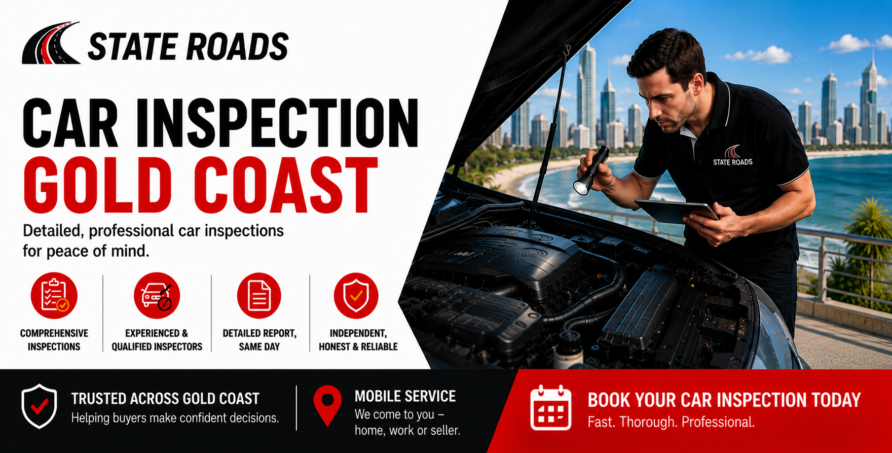 Stateroads car inspection Gold Coast banner